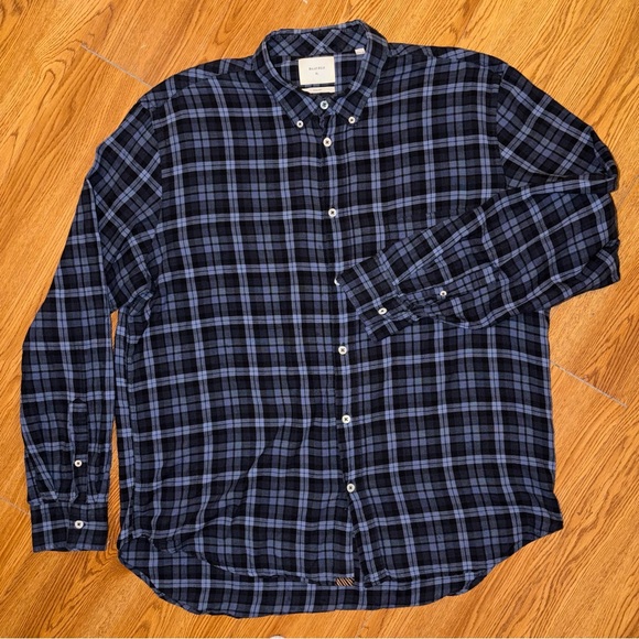 Billy Reid Indigo Blue Black Plaid Long Sleeve Tuscumbia Shirt 100% Cotton XL - Picture 3 of 8